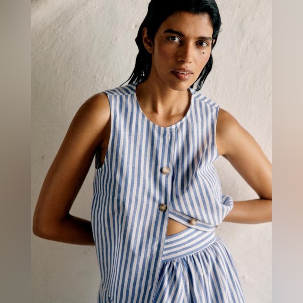 Sezane Roni Blouse Blue Stripes - Size 6